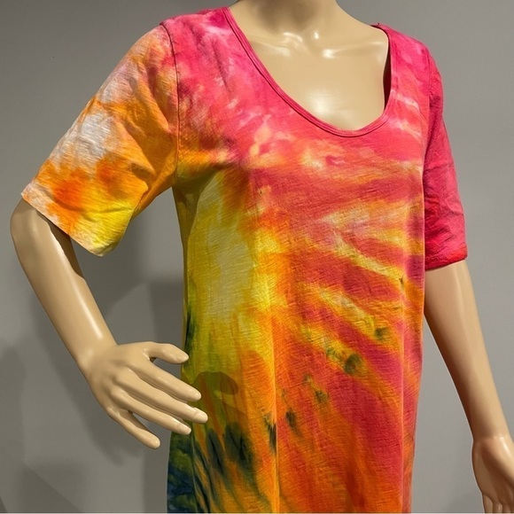 Fabulous tie dye shortsleeve dress pride gravity dye in rainbow colors XL - Picture 4 of 7